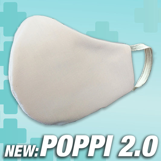 White Civilian Face Mask Covering - Made in USA - 100% Cotton - Poppi 2.0