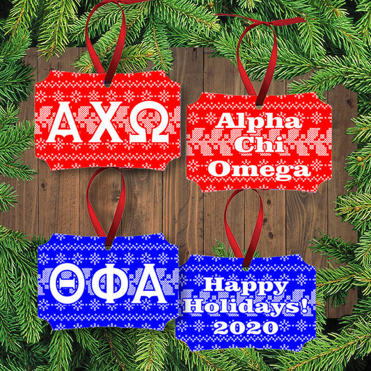 Greek Sorority Fraternity Letter Holiday Gloss Aluminum Ornament - Unisub UN4194 - SUB