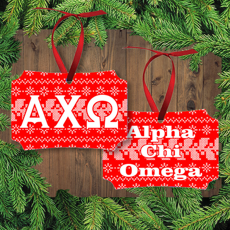 Greek Sorority Fraternity Letter Holiday Gloss Aluminum Ornament - Unisub UN4194 - SUB
