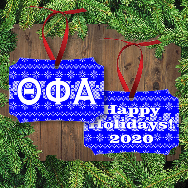 Greek Sorority Fraternity Letter Holiday Gloss Aluminum Ornament - Unisub UN4194 - SUB