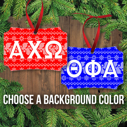 Greek Sorority Fraternity Letter Holiday Gloss Aluminum Ornament - Unisub UN4194 - SUB