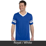Alpha Phi Omega V-Neck Jersey with Striped Sleeves - 360 - TWILL
