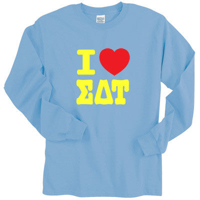 I Love Sigma Delta Tau Printed Longsleeve - Gildan 2400 - CAD