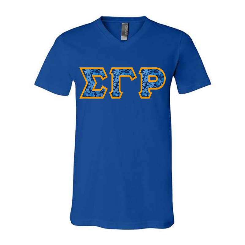 Sigma Gamma Rho V-Neck Shirt, Horizontal Letters - TWILL