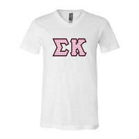 Sigma Kappa Sorority V-Neck Shirt (Horizontal Letters) - Bella 3005 - TWILL