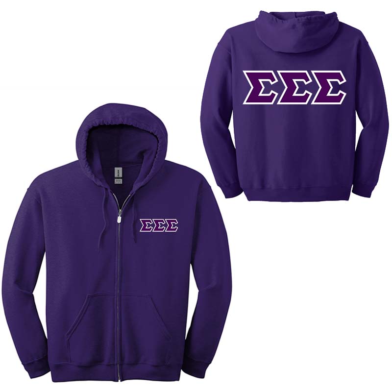 Sigma Sigma Sigma Sorority Full-Zip Hoodie - G186 - TWILL