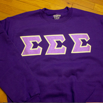 Sorority 9.3oz Crewneck Sweatshirt with Glitter Letters - G120 - TWILL