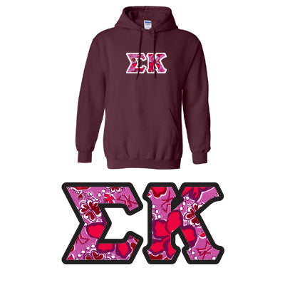 Sorority Printed Pattern Hooded Sweatshirt - Gildan 18500 - DIG