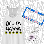 Bid Day Special - Sorority Sunflower Tank with License Plate and Keychain - PL408 - UN4411 - U4567 - UN SUB