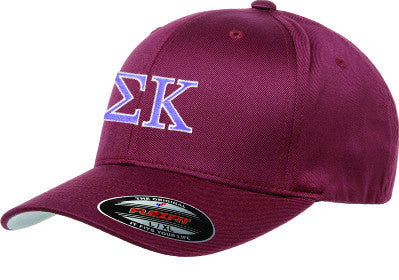 Sigma Kappa Flexfit Fitted Hat, 2-Color Greek Letters - 6277 - EMB