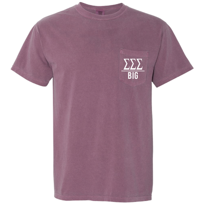 Greek Garment-Dyed Pocket Tee, Printed Big/Lil Line Design - 6030 - CAD