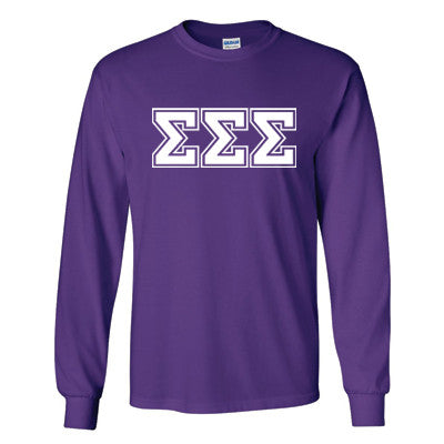 Sorority Long-Sleeve Shirt, Printed Varsity Letters  - Gildan 2400 - CAD
