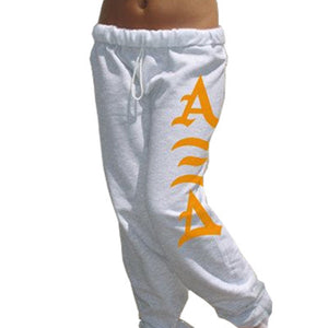 Sorority Printed Sweatpants with Vertical Letters - 10 Fonts - Jerzees 973 - CAD