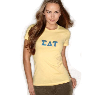 Sorority Ladies' Boyfriend Tee with Twill - Next Level 3900 - TWILL