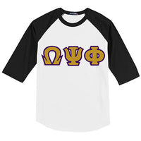 Omega Psi Phi Lettered Baseball Tee/T-shirt - Sport-Tek T200 - TWILL