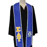 Greek Multi-Color Printed Graduation Stole with Crest - DIG