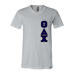 Theta Delta Chi Fraternity V-Neck T-Shirt (Vertical Letters) - Bella 3005 - TWILL