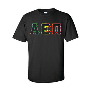 Greek T-Shirt, Tie-dyed Letter Border - G500 - TWILL