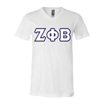 Zeta Phi Beta V-Neck Shirt, Horizontal Letters - 3005 - TWILL