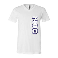 Zeta Phi Beta Sorority V-Neck Shirt (Vertical Letters) - Bella 3005 - TWILL