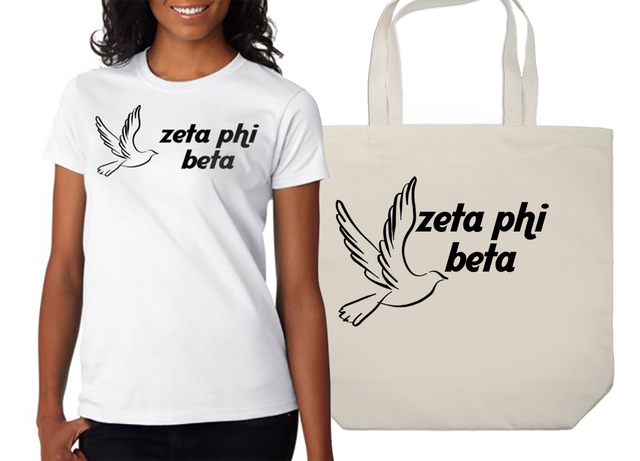 Zeta Phi Beta Mascot Printed Tee and Tote - CAD