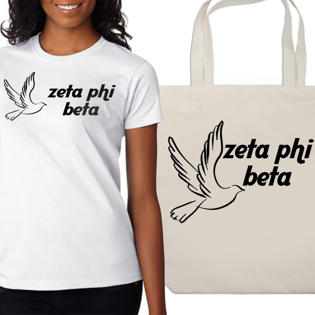 Zeta Phi Beta Mascot Printed Tee and Tote - CAD