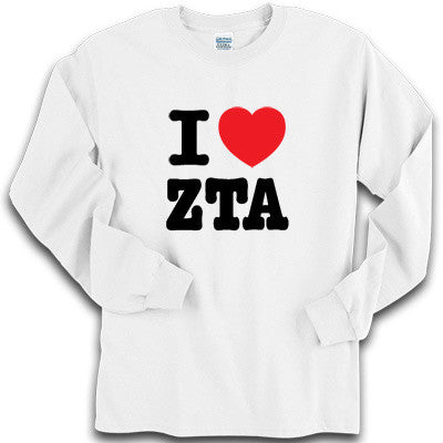 I Love Zeta Tau Alpha Printed Longsleeve - Gildan 2400 - CAD