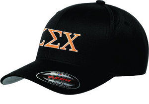 Zeta Sigma Chi Flexfit Fitted Hat, 2-Color Greek Letters - 6277 - EMB