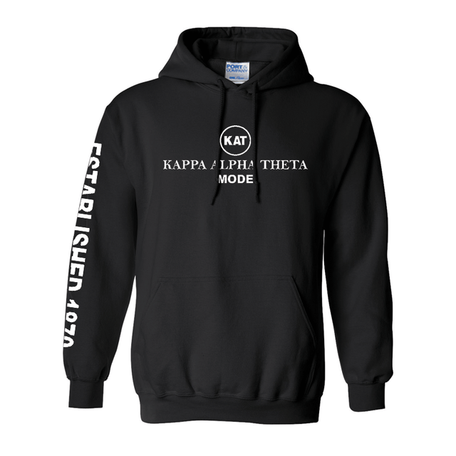 Greek Fleece Pullover Hooded Sweatshirt, Printed Sleeve Circle Design - Limited Supply - CAD