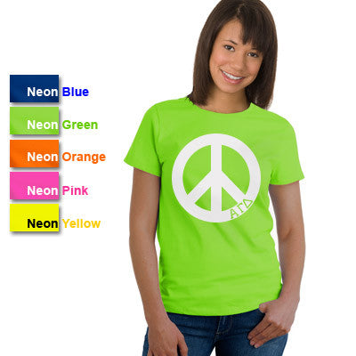 Alpha Gamma Delta Neon Peace Sign Printed Tee - Gildan 500 - CAD