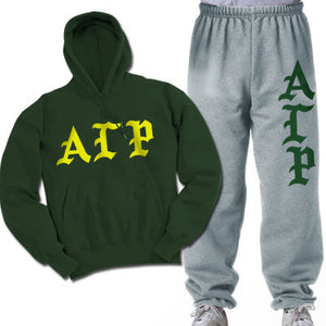 Alpha Gamma Rho Hoodie and Sweatpants, Printed Old English Letters, Package Deal - CAD