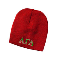 Alpha Gamma Delta Knit Beanie, 2-Color Greek Letters - 1500 - EMB