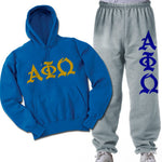 Alpha Phi Omega Hoodie and Sweatpants, Printed Old English Letters, Package Deal - CAD