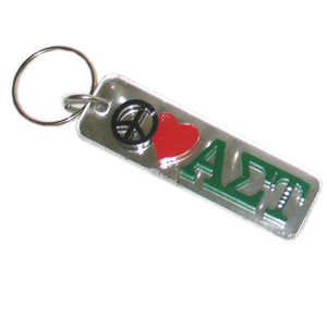 Alpha Sigma Tau Peace Love Keychain - Craftique cqPLKC