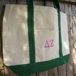 Sorority Canvas Boat Tote, 1-Color Greek Letters - EMB