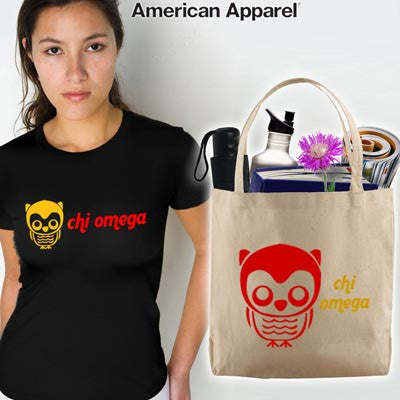 Chi Omega Softstyle Tee and Tote Bag, Printed Mascot Design, Package Deal - CAD