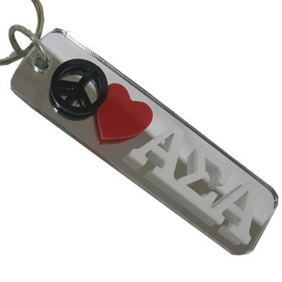 Alpha Sigma Alpha Peace Love Keychain - Craftique cqPLKC