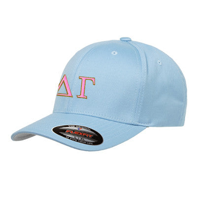 Delta Gamma Flexfit Fitted Hat, 2-Color Greek Letters - 6277 - EMB
