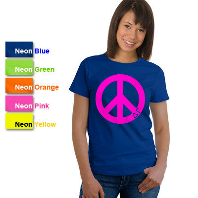 Delta Gamma Neon Peace Sign Printed Tee - Gildan 500 - CAD