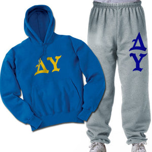 Delta Upsilon Hoodie and Sweatpants, Printed Old English Letters, Package Deal - CAD