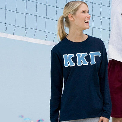 Sorority Long-Sleeve Shirt, Printed Greek Letters - Gildan 2400 - DIG