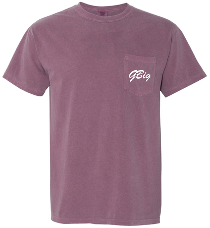 Sorority Garment-Dyed Pocket Tee, Printed Big/Lil Script Design - 6030 - CAD