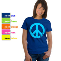 Hermanas Unidas Neon Peace Sign Printed Tee - Gildan 500 - CAD