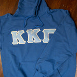 Sorority Letter Hooded Sweatshirt with Glitter Options - G185 - Twill