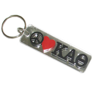 Kappa Alpha Theta Peace Love Keychain - Craftique cqPLKC