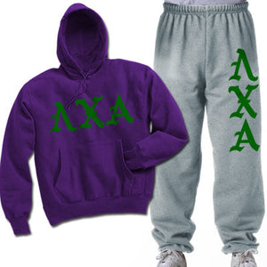 Lambda Chi Alpha Hoodie and Sweatpants, Printed Old English Letters, Package Deal - CAD