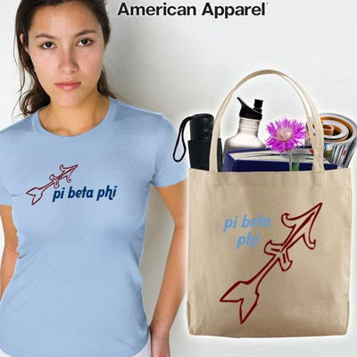 Pi Beta Phi Softstyle Tee and Tote Bag, Printed Mascot Design, Package Deal - CAD