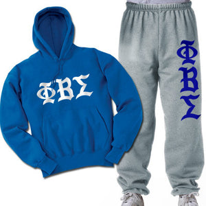 Phi Beta Sigma Hoodie and Sweatpants, Printed Old English Letters, Package Deal - CAD