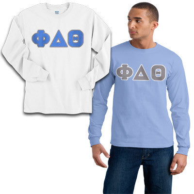 Phi Delta Theta Long-Sleeve Shirt, 2-Pack Bundle Deal - Gildan 2400 - TWILL