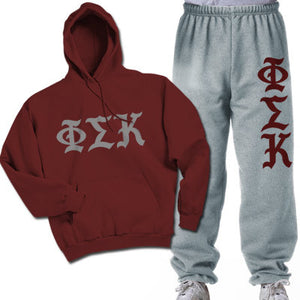 Phi Sigma Kappa Hoodie and Sweatpants, Printed Old English Letters, Package Deal - CAD